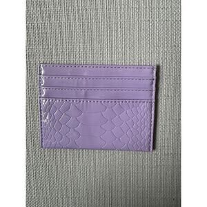 Lavender Faux Croc Card Holder Wallet Slim Minimalist Bifold